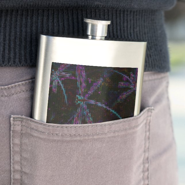 Flasque Jolie libellule violette Pixellée (En situation)