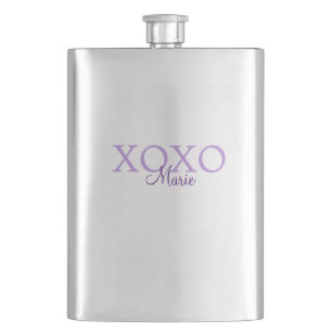 Flasque Jour de la Saint Valentin Xoxo ajouter nom pastel