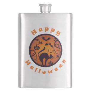 Flasque Joyeuse lanterne d'Halloween araignées et chauves-