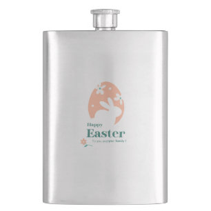 Flasque Joyeuses Pâques – Lapin & Œuf Décor Floral