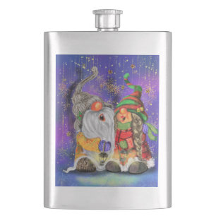 Flasque Joyeux Noël en couple Gnomes Flask