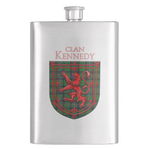 Flasque Kennedy Tartan Scottish Plaid Lion Rampant