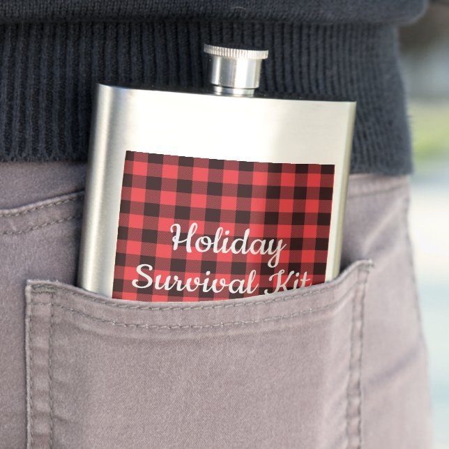 Flasque Kit de survie robuste Red & Black Plaid (En situation)