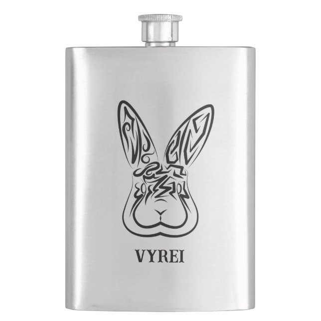Flasque Lapin tribal noir et blanc (devant)