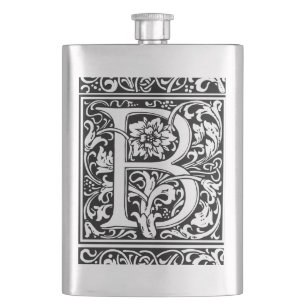 Flasque Lettre B Monogramme médiéval Art Nouveau