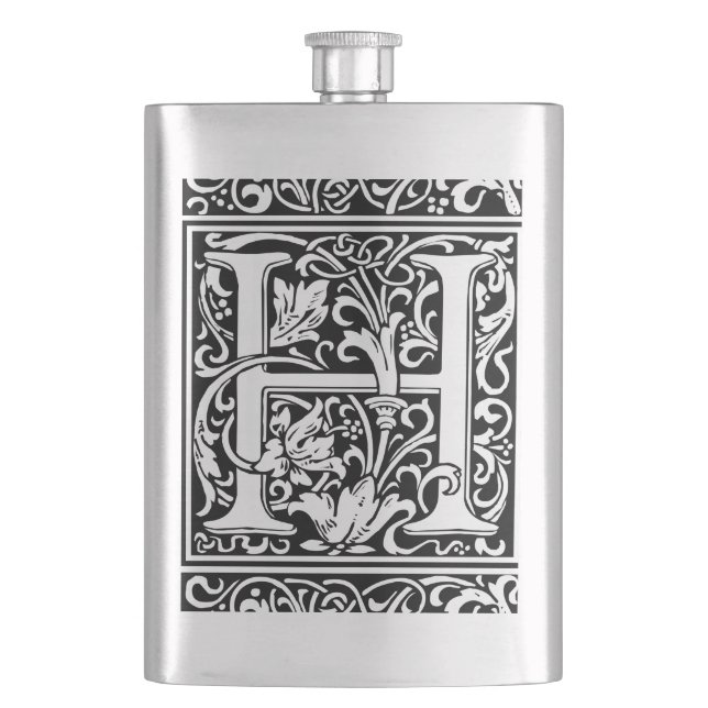 Flasque Lettre H Monogramme médiéval Art Nouveau (devant)