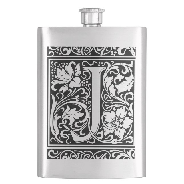 Flasque Lettre J Monogramme médiéval Art Nouveau (devant)
