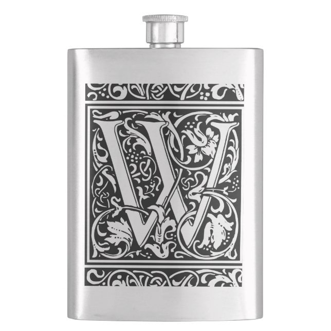 Flasque Lettre W Monogramme médiéval Art Nouveau (devant)
