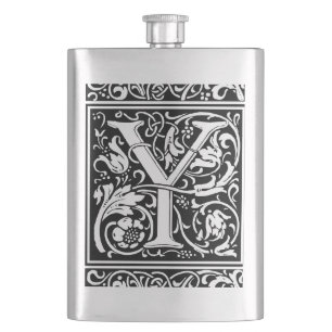 Flasque Lettre Y Monogramme médiéval Art Nouveau