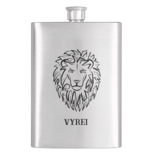 Flasque Lion tribal noir et blanc