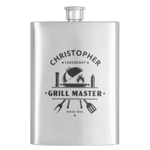 Flasque Maître de Grill Légendaire BBQ Nom Personnalisé