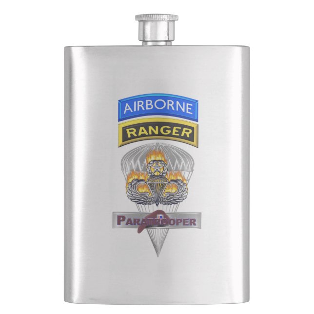 Flasque Maître-parachutiste de flammes des Rangers aéropor (devant)