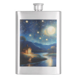Flasque Majestic Cottage Under Moon Flask