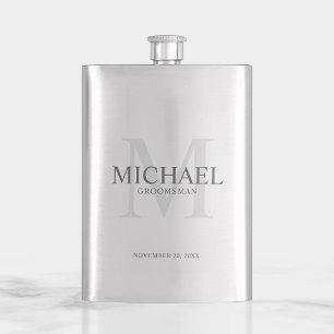 Flasque Masculine Monogramme personnalisé et nom Groomsmen
