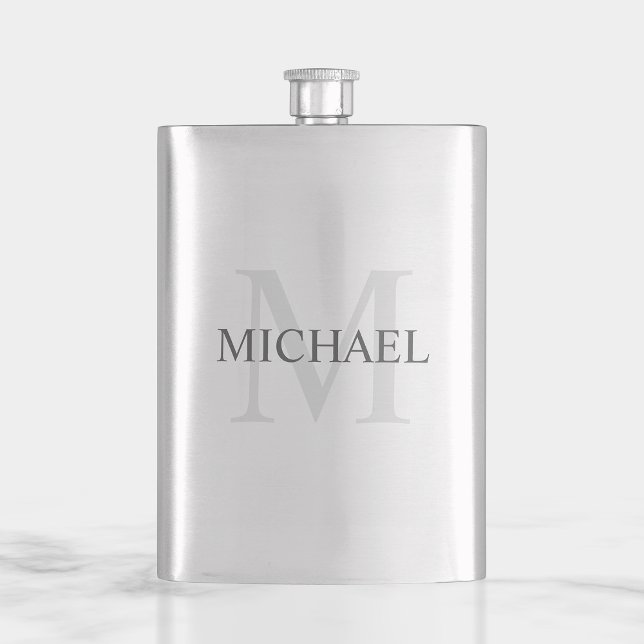 Flasque Masculine Personnalisée Monogramme et nom (Créateur téléchargé)