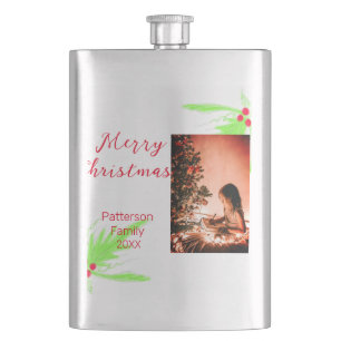 Flasque Merry Bright Christmas ajouter nom de famille bien