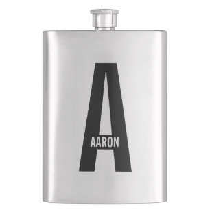 Flasque Moderne monogramme audacieux personnalisé et nom