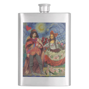Flasque Mona Lisa Romantique Drôle Coloré Travail d'art