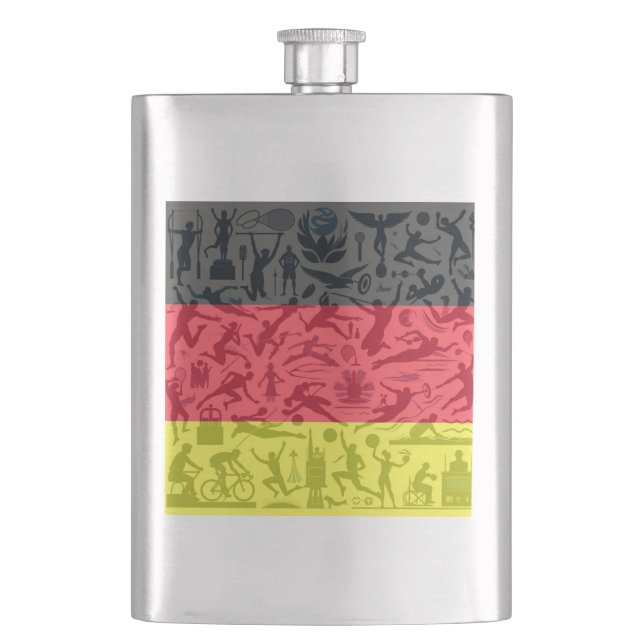 Flasque Moniteur sportif plat avec drapeau allemand (devant)
