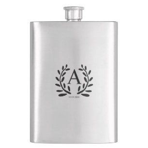 FLASQUE MONOGRAM GROOMSMAN AJOUTER ANNÉE DATE NOM DONS