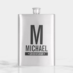 Flasque Monogramme et nom du Groomsman personnalisé