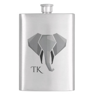 Flasque Monogramme Géométrie Tête d'éléphant