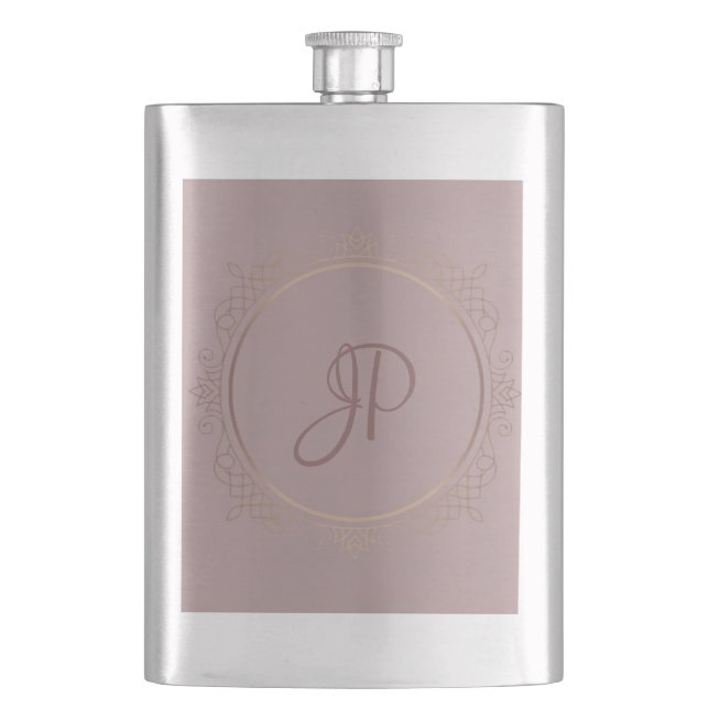 Flasque Monogrammed Elegant Rose Gold Modèle tendance (devant)