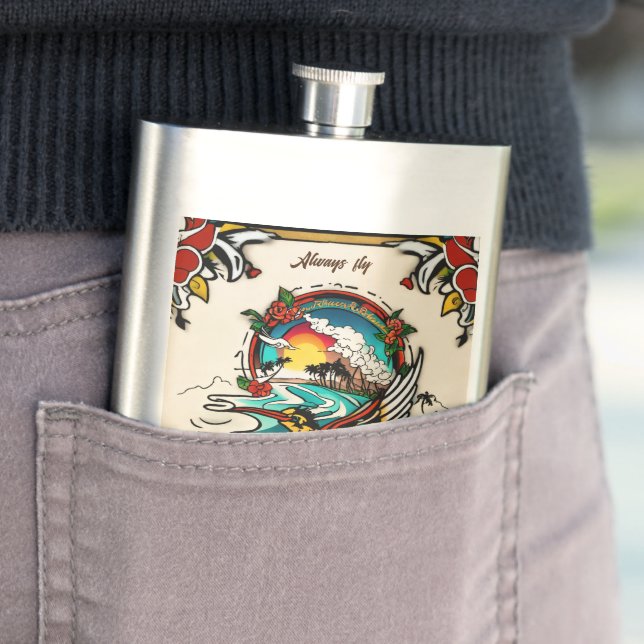 Flasque Monterey Tattoo Design : Un symbole de force Pow (En situation)