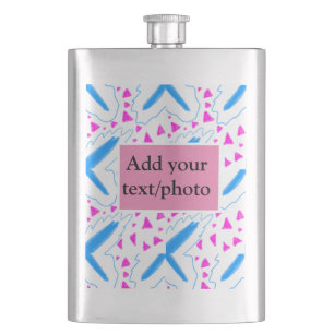 Flasque Motif aquarelle bleu rose ajoutez nom texte person