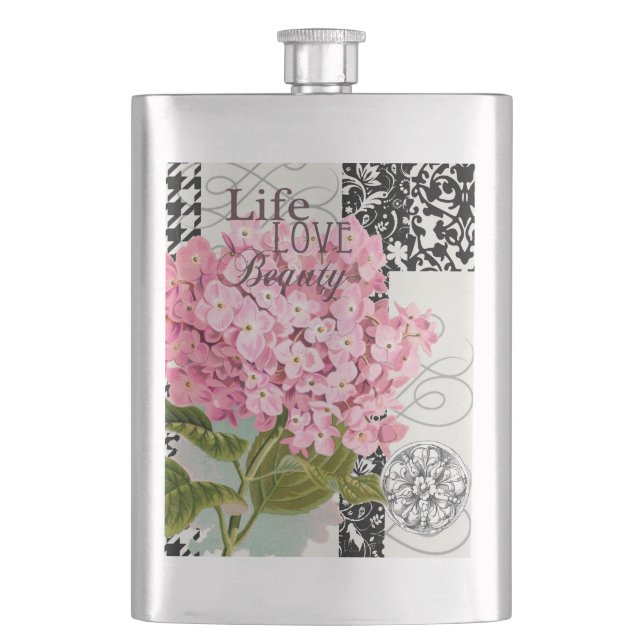 Flasque Motif Damas Décor Floral Joli (devant)