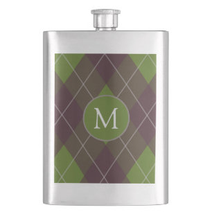 Flasque Motif monogramme écossais vert foncé classique
