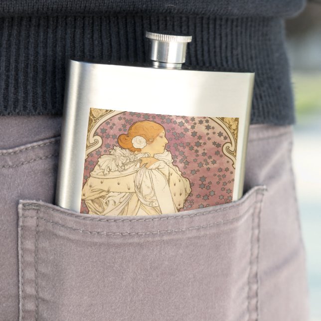 Flasque Mucha Art nouveau femme beauté (En situation)