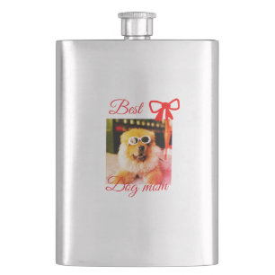 Flasque Nœud rouge meilleure maman chien papa photo nom ch