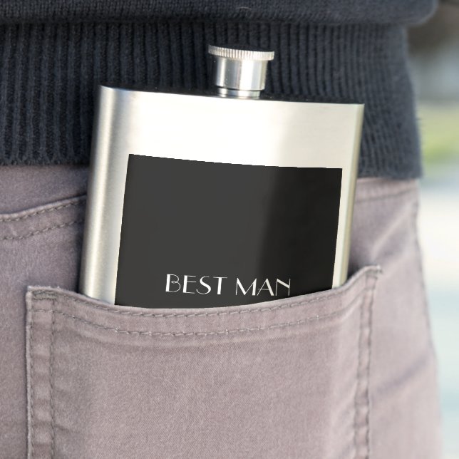 Flasque Noir Blanc Nom Monogramme Best Man Typographie (En situation)