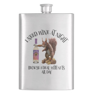 Flasque Noix toute la journée - Drôle buveur de vin d'écur