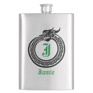 Flasque Nom personnalisé et monogramme Style Celtique Ouro