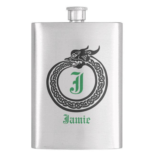 Flasque Nom personnalisé et monogramme Style Celtique Ouro (devant)