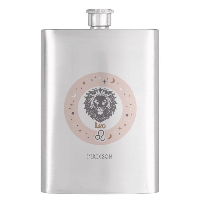Flasque Nom personnalisé SIO Zodiac Leo (devant)