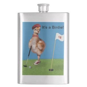 Flasque Oiseau humoristique jouant au golf