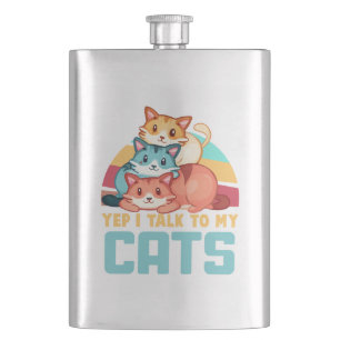 Flasque Oui, je parle à My Cats-Adorable Trio Cat Design 2