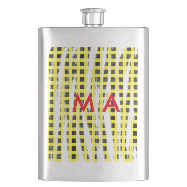 Flasque Panneau de contrôle Jaune Noir ajouter nom nom mon (devant)