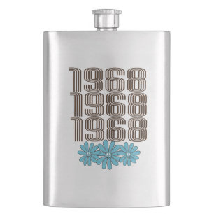 Flasque Panneau de Paix 1968 Aqua Hippie Flower Power