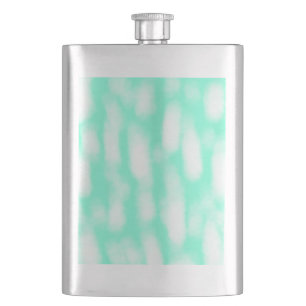 Flasque Pastel vert blanc rayures aquarelle abstrait pat
