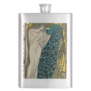 Flasque Peacock Fine Art Bird Nouveau