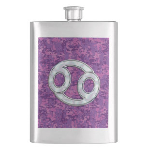 Flasque Pearl comme cancer Symbole Zodiaque sur Camo numér