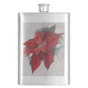 Flasque Peinture à l'huile de Noël de poinsettia