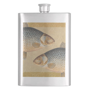 Flasque peinture de pêche de carpe dessin d'eau douce 