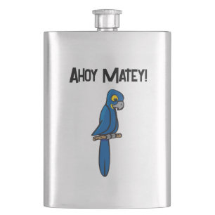 Flasque Perroquet Pirate Ahoy Matelot Dessin Animé, Oiseau