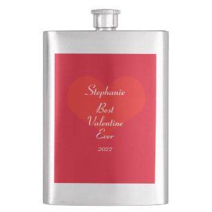 Flasque Personnalisé Nom Valentine's Day Red Heart Motif