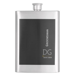 Flasque Personnalisez le Groomsman noir et argent